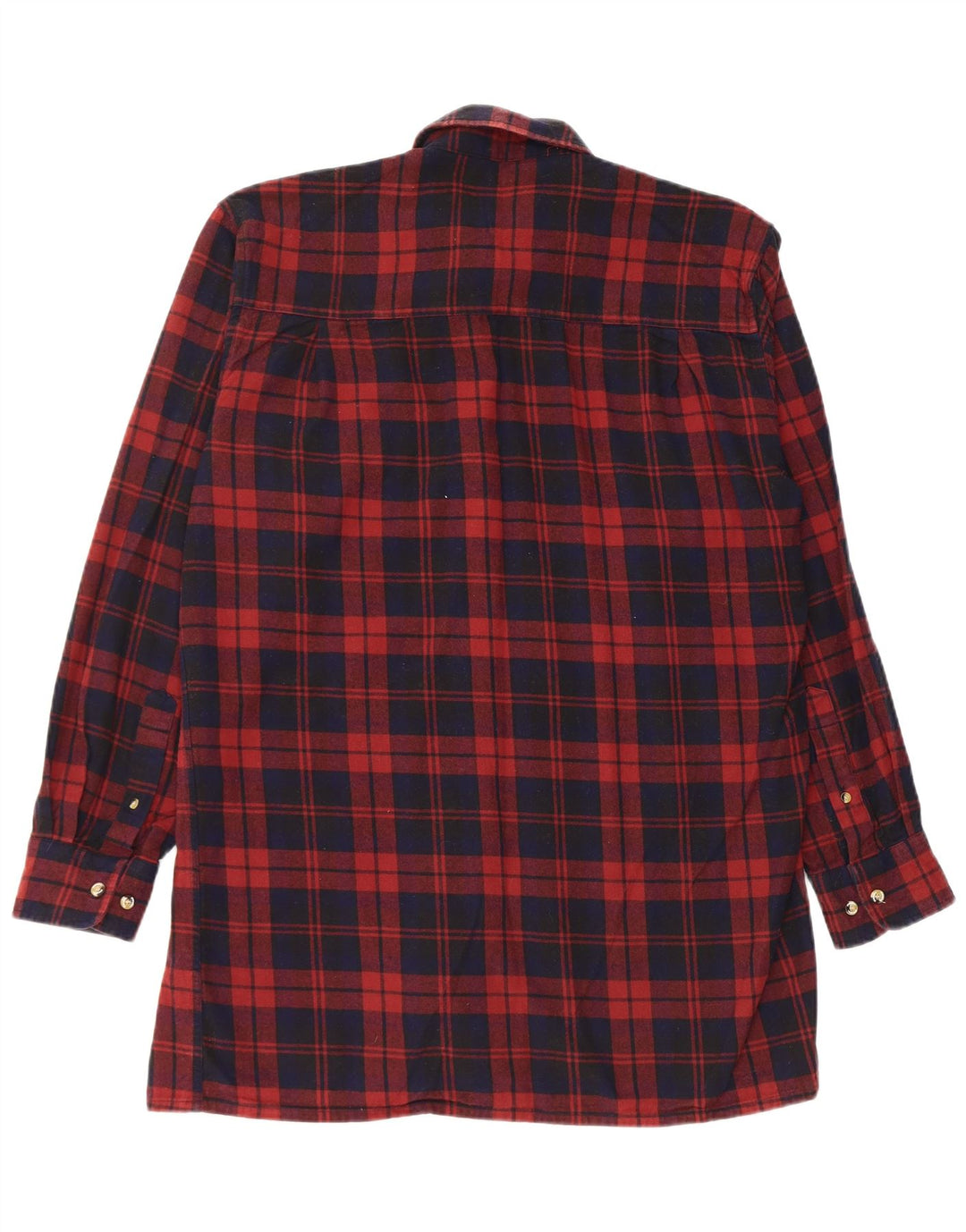 VINTAGE Mens Comfort Fit Flannel Shirt Medium Burgundy Check Cotton