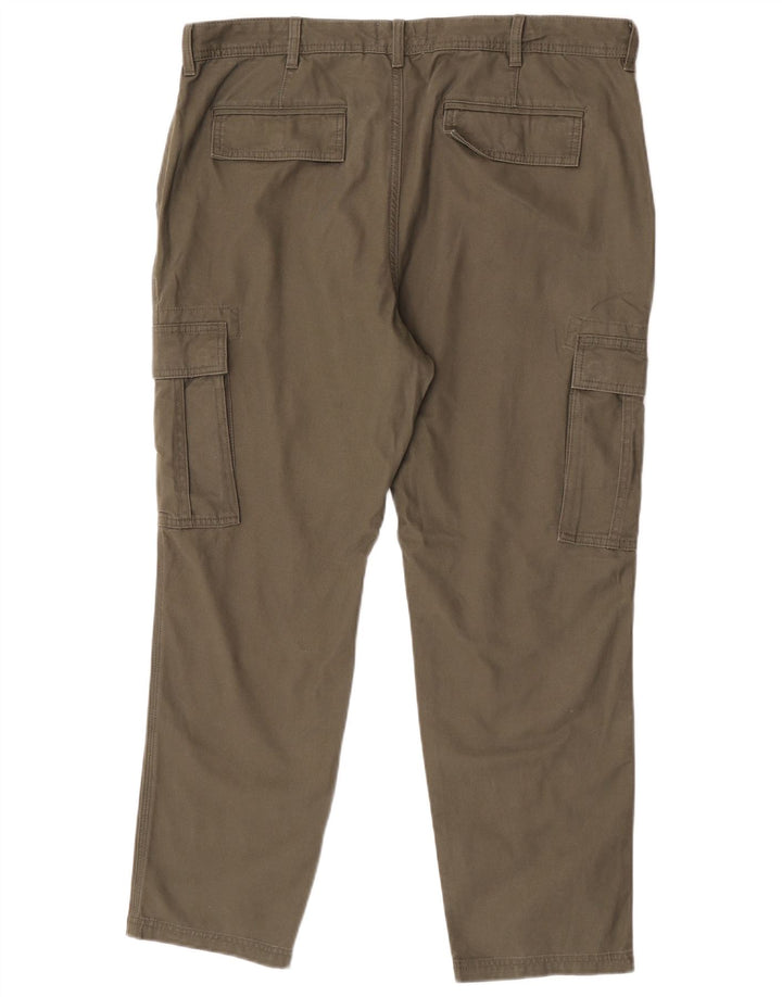 Marks & Spencer Mens Straight Cargo Trousers W38 L29 Khaki Cotton