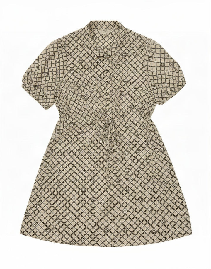 Marks & Spencer Womens A-Line Dress UK 16 Large White Geometric Polyester