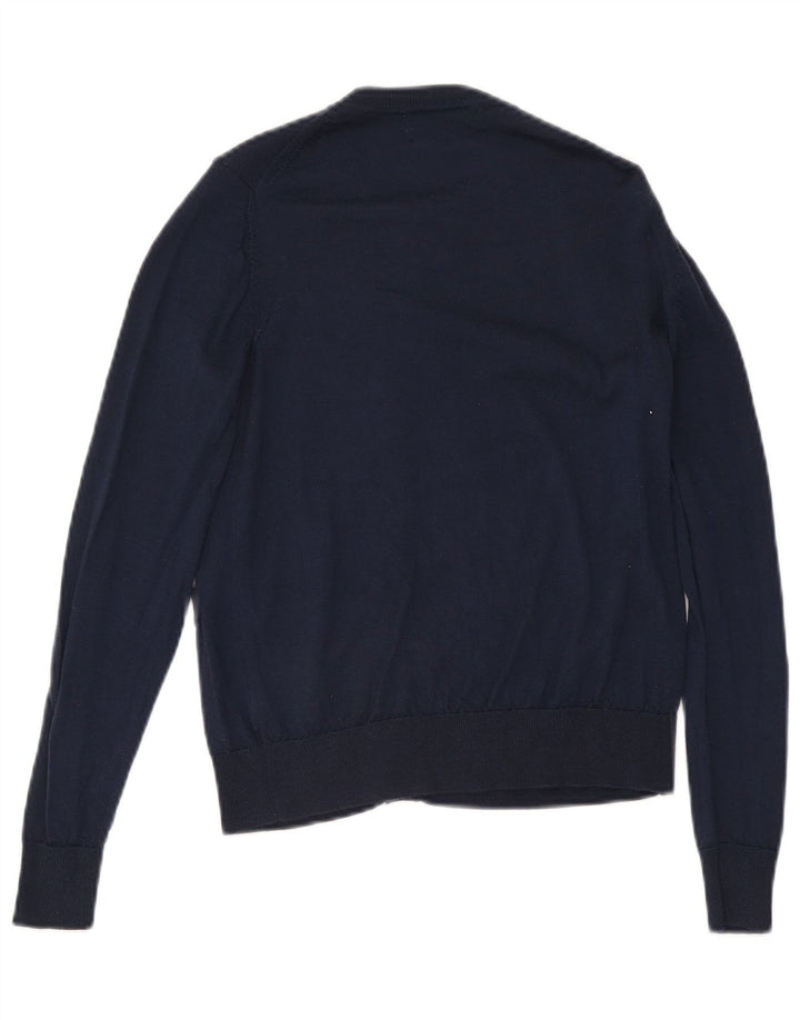 Marks & Spencer Womens Cardigan Sweater UK 8 Small Navy Blue Merino Wool