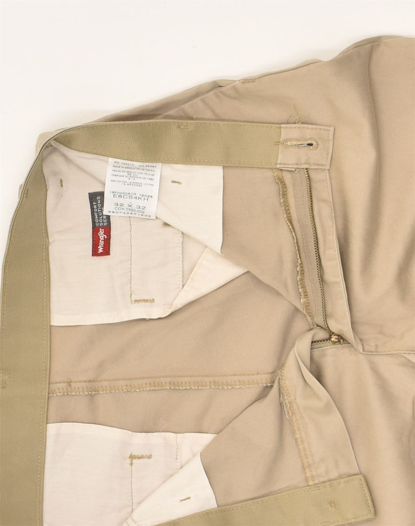 WRANGLER Mens Straight Chino Trousers W32 L28 Beige Cotton | Vintage Wrangler | Thrift | Second-Hand Wrangler | Used Clothing | Messina Hembry 