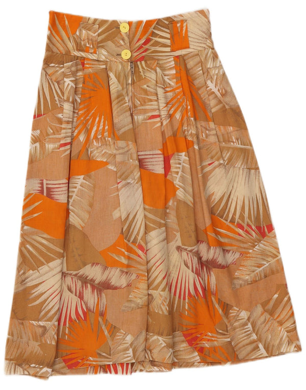 Vintage Womens A-Line Skirt IT 42 Medium W26  Brown Floral Cotton