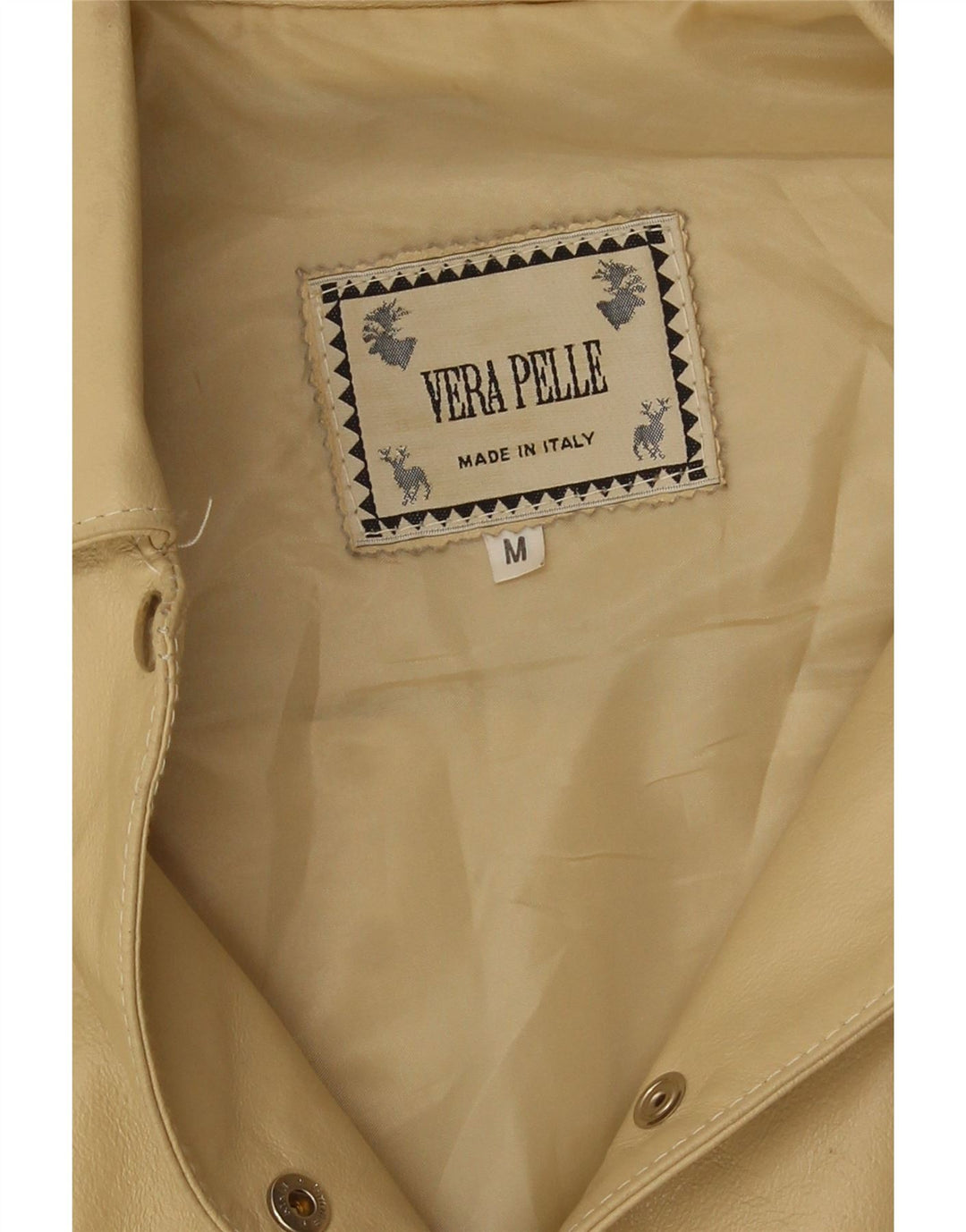 Vintage Womens Leather Jacket Medium Beige Leather