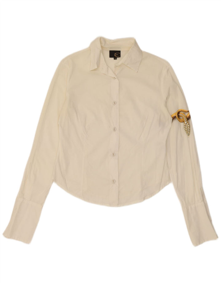 Just Cavalli Womens Graphic Shirt IT 40 Small White Cotton