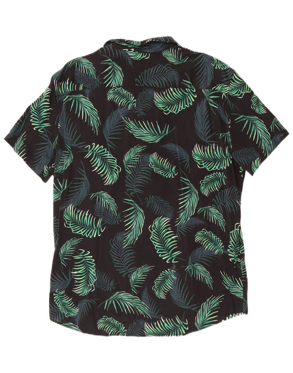 Jack Wills Mens Short Sleeve Slim Fit Shirt XL Green Floral Hawaiian
