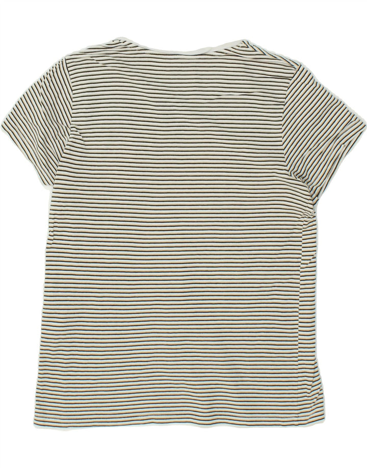 LEVI'S Womens T-Shirt Top UK 14 Medium White Striped Cotton Vintage Levi's and Second-Hand Levi's from Messina Hembry 