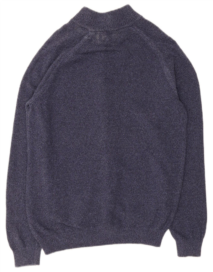 Massimo Dutti Mens Cardigan Sweater Large Navy Blue Cotton