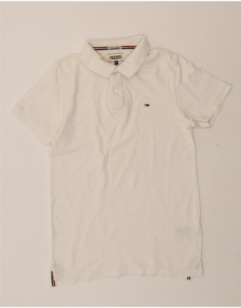 TOMMY HILFIGER Mens Polo Shirt Medium White Cotton Vintage Tommy Hilfiger and Second-Hand Tommy Hilfiger from Messina Hembry 