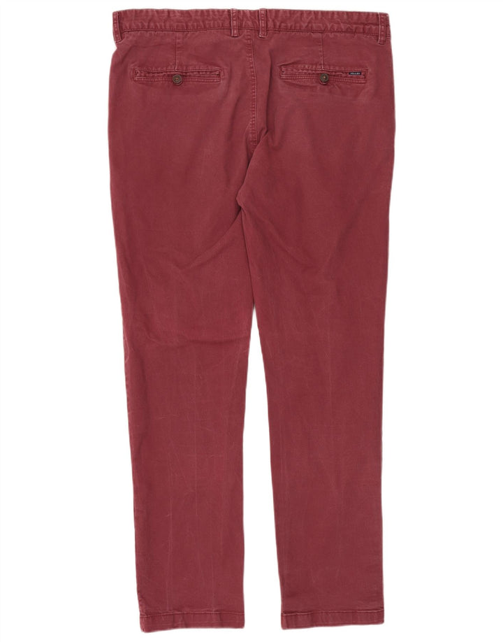JOULES Mens Slim Chino Trousers W36 L32 Burgundy Cotton