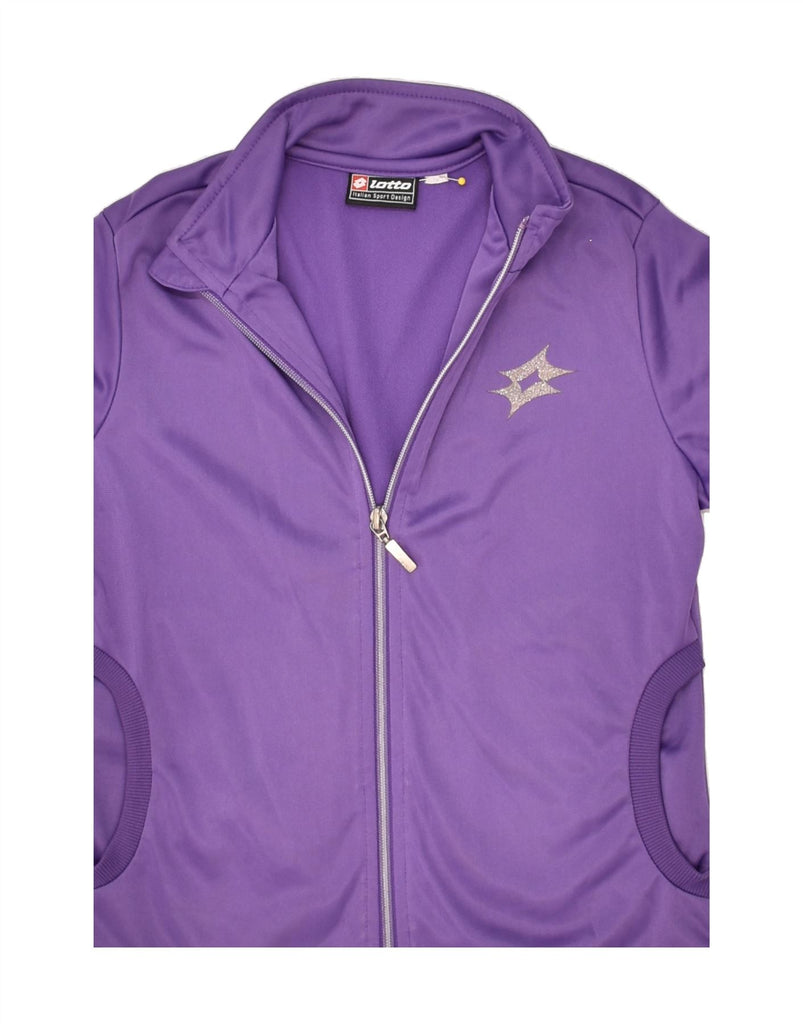 LOTTO Girls Tracksuit Top Jacket 5-6 Years XS Purple Polyester | Vintage Lotto | Thrift | Second-Hand Lotto | Used Clothing | Messina Hembry 