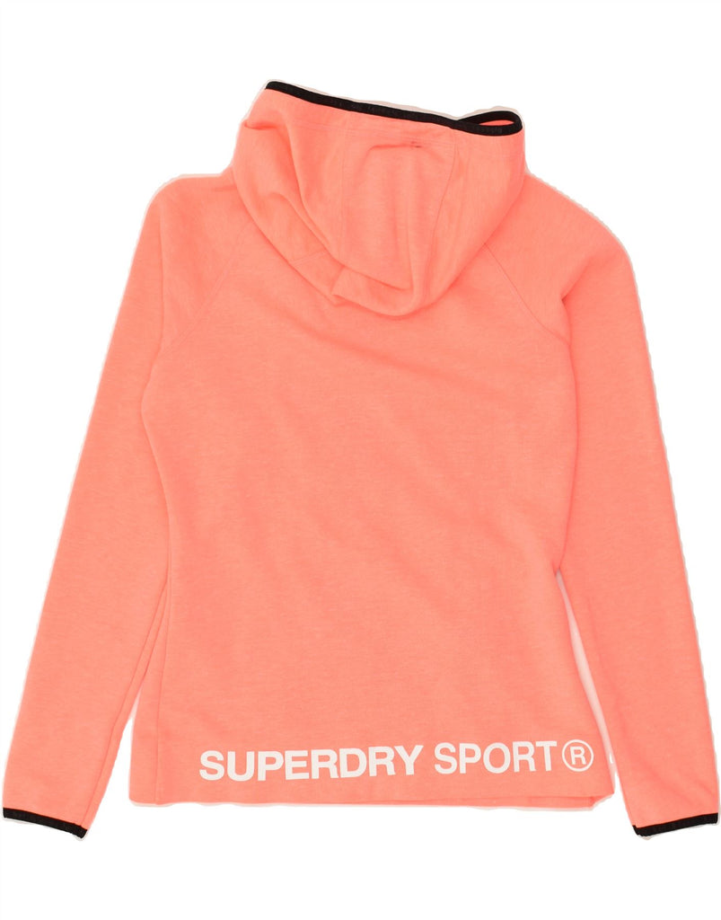 SUPERDRY Womens Graphic Zip Neck Hoodie Jumper UK 10 Small Orange | Vintage Superdry | Thrift | Second-Hand Superdry | Used Clothing | Messina Hembry 