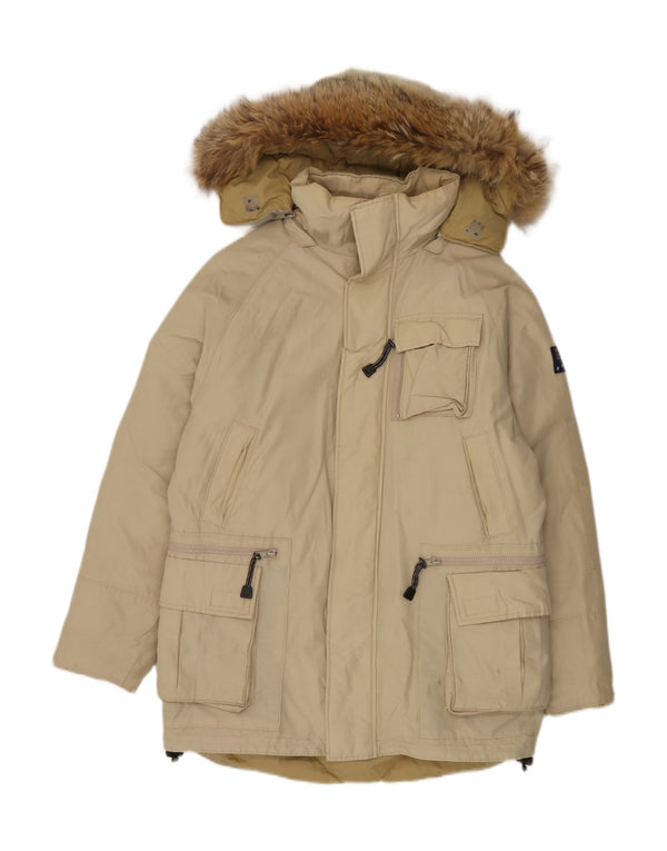 Woolrich Mens Hooded Padded Coat UK 36 Small Beige
