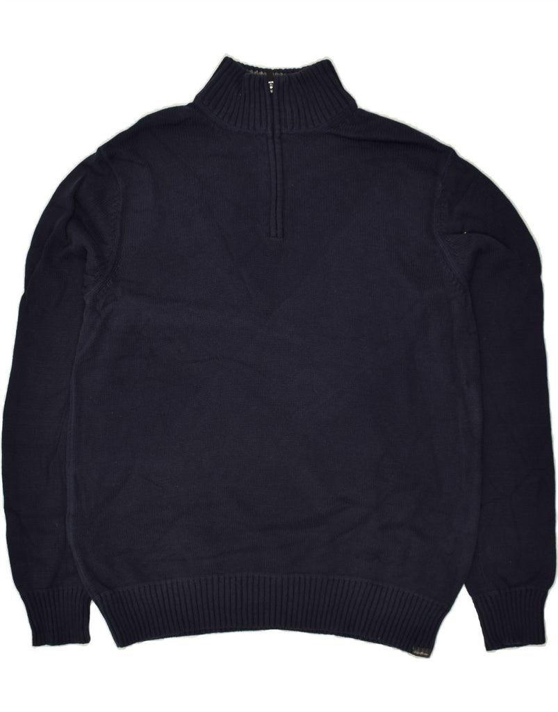 EDDIE BAUER Mens Zip Neck Jumper Sweater Large Navy Blue Cotton | Vintage Eddie Bauer | Thrift | Second-Hand Eddie Bauer | Used Clothing | Messina Hembry 