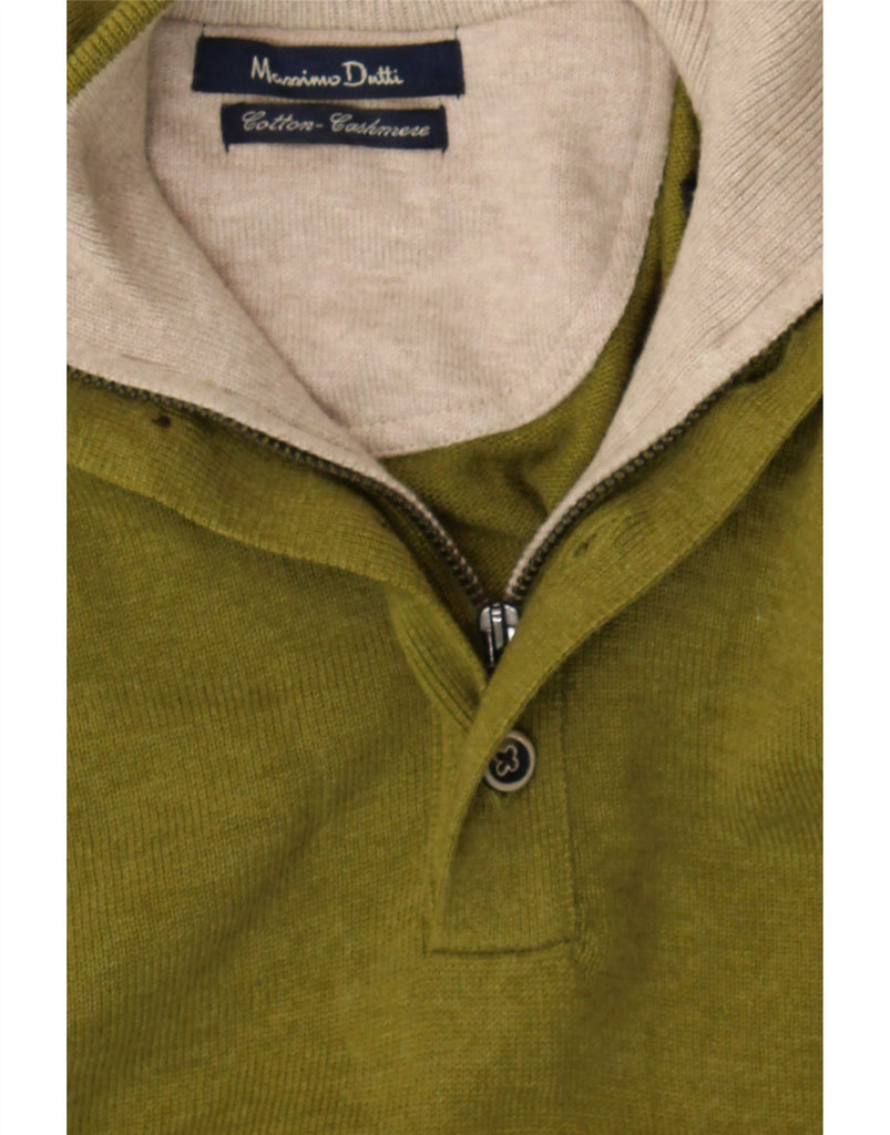 MASSIMO DUTTI Mens Zip Neck Jumper Sweater XL Green Cotton Vintage Massimo Dutti and Second-Hand Massimo Dutti from Messina Hembry 