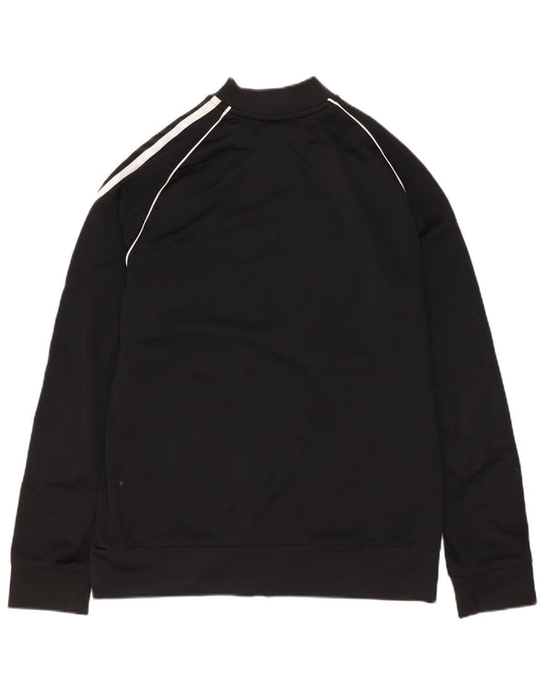 Adidas Boys Tracksuit Top Jacket 12-13 Years Black Polyester