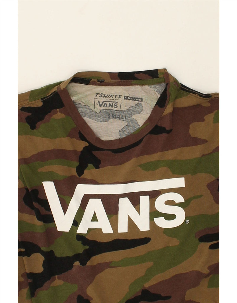 VANS Mens Custom Fit Graphic T-Shirt Top Small Brown Camouflage Cotton | Vintage Vans | Thrift | Second-Hand Vans | Used Clothing | Messina Hembry 