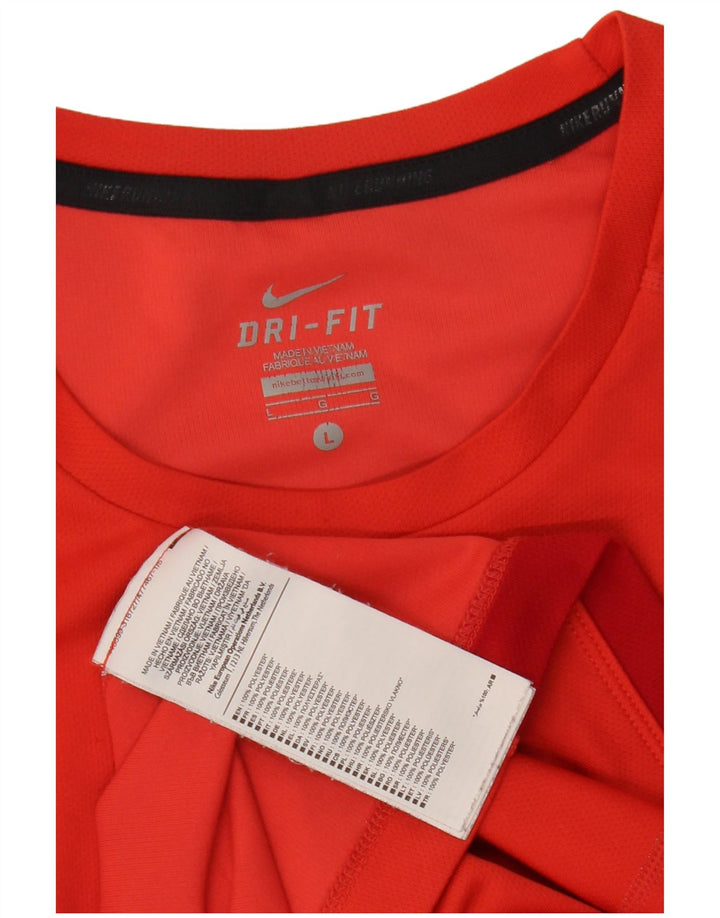 NIKE Mens Dri Fit T-Shirt Top Large Red Polyester