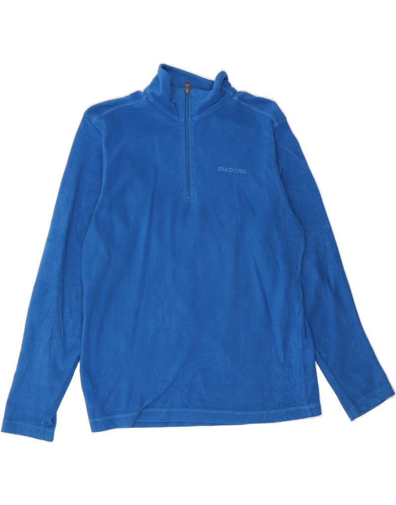 DIADORA Mens Zip Neck Fleece Jumper Medium Blue Polyester Vintage Diadora and Second-Hand Diadora from Messina Hembry 
