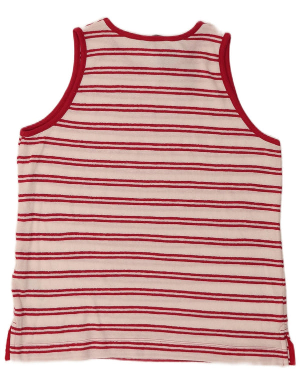 Marks & Spencer Womens Vest Top UK 14 Large White Striped Cotton