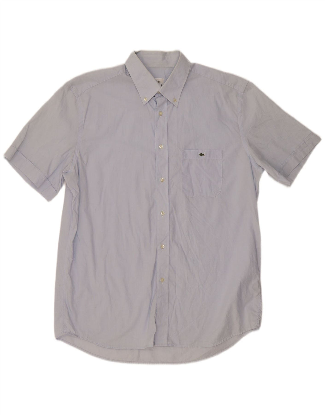 Lacoste Mens Short Sleeve Shirt Size 43 Large Blue Cotton