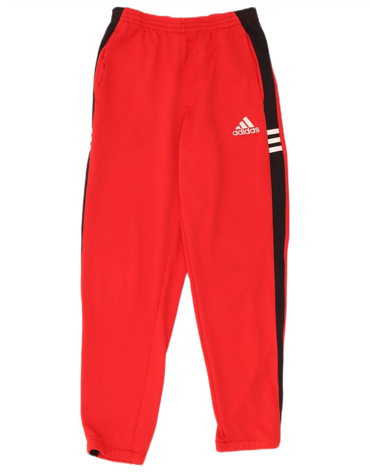 Adidas Boys Tracksuit Trousers 13-14 Years Red Colourblock Polyester