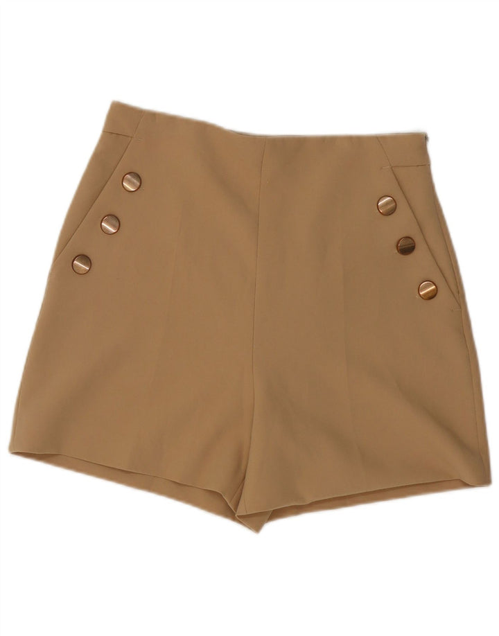 Zara Womens High Waist Casual Shorts Medium W28 Beige Polyester