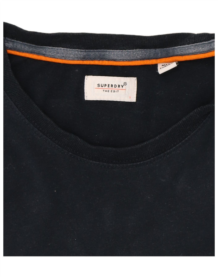 SUPERDRY Mens T-Shirt Top Large Navy Blue Cotton