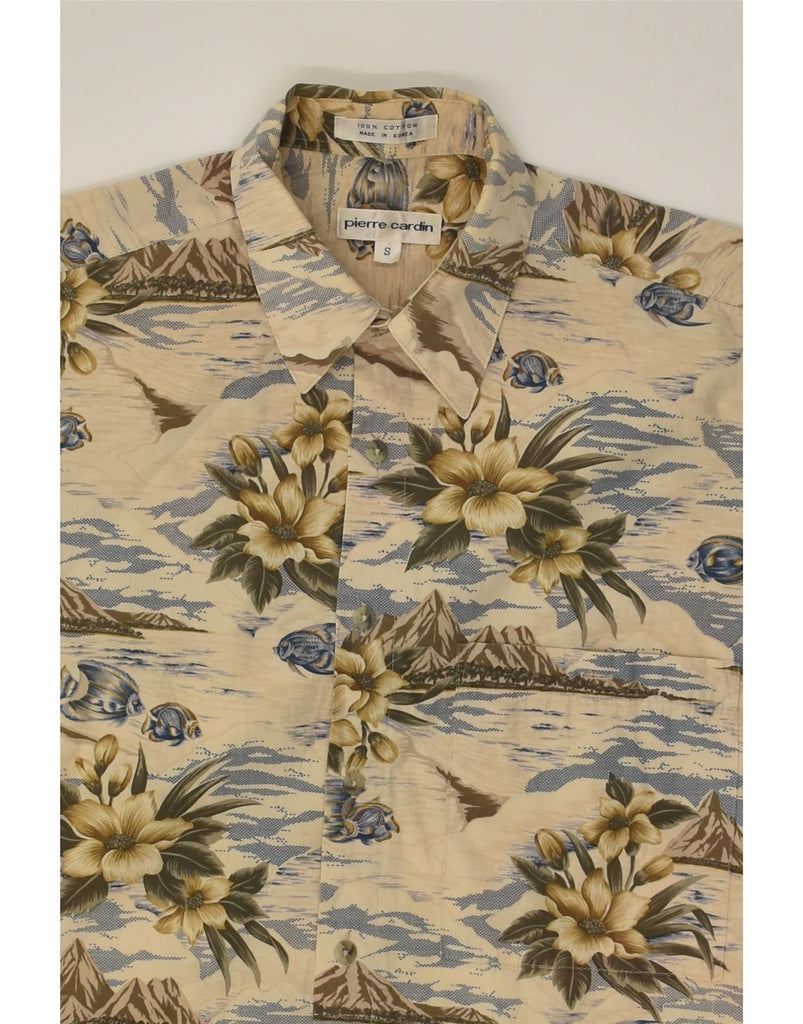 PIERRE CARDIN Mens Oversized Short Sleeve Shirt Small Beige Floral | Vintage Pierre Cardin | Thrift | Second-Hand Pierre Cardin | Used Clothing | Messina Hembry 