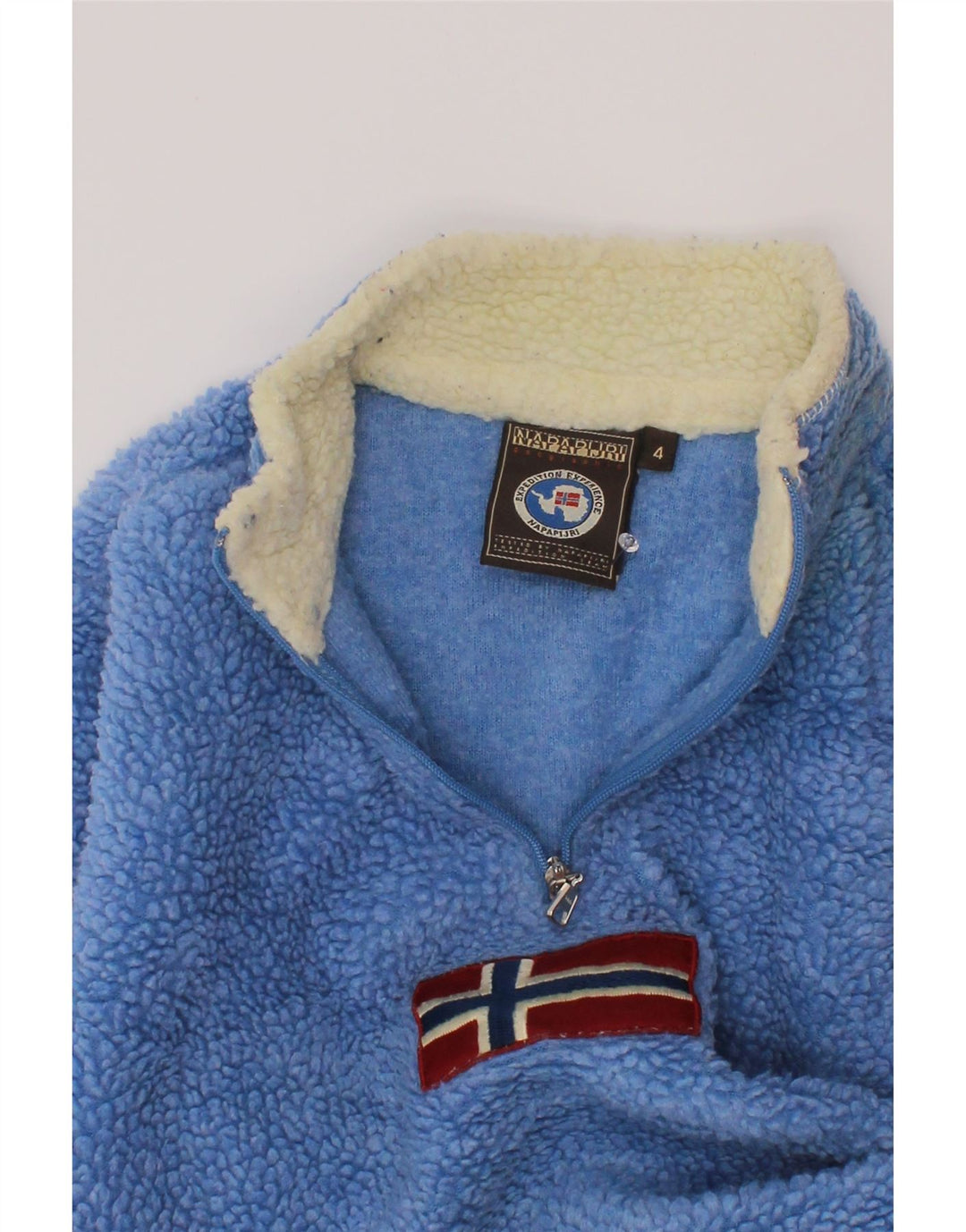 NAPAPIJRI Boys Graphic Zip Neck Fleece Jumper 3-4 Years Blue Polyester