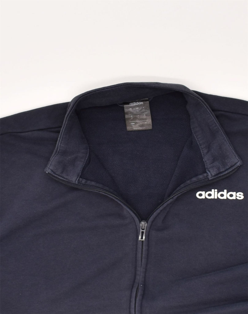 ADIDAS Mens Graphic Tracksuit Top Jacket Medium Navy Blue Cotton | Vintage Adidas | Thrift | Second-Hand Adidas | Used Clothing | Messina Hembry 