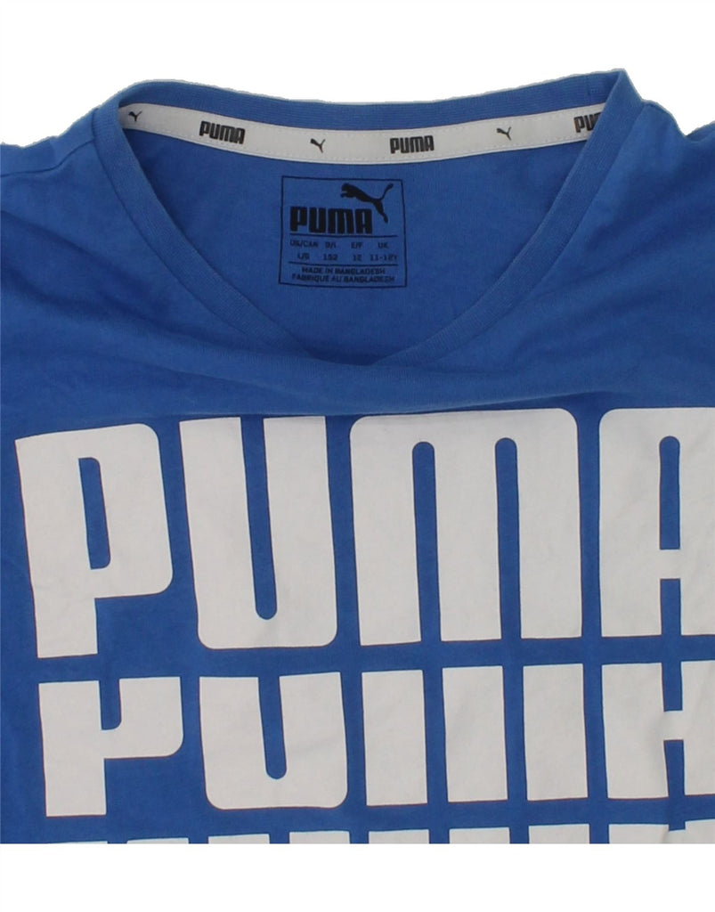 PUMA Boys Graphic T-Shirt Top 11-12 Years Blue Cotton | Vintage Puma | Thrift | Second-Hand Puma | Used Clothing | Messina Hembry 