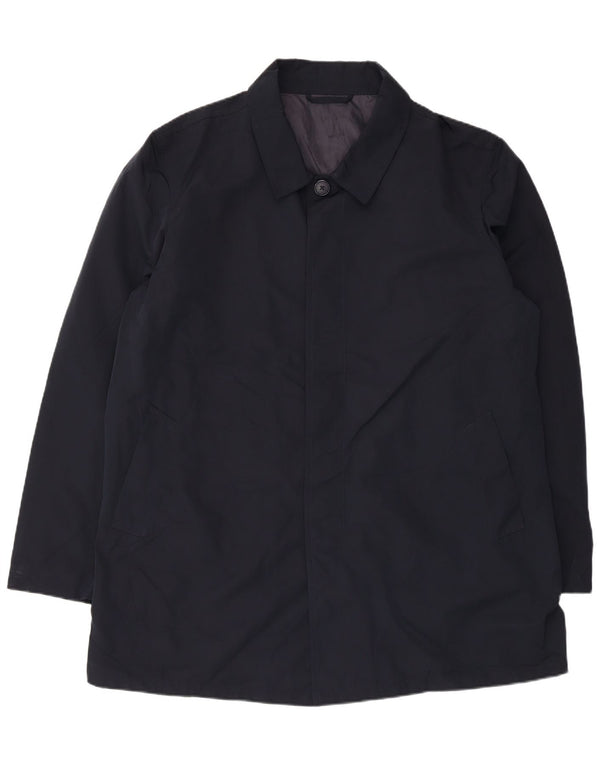 Marks & Spencer Mens Overcoat UK 44 2XL Navy Blue Polyester