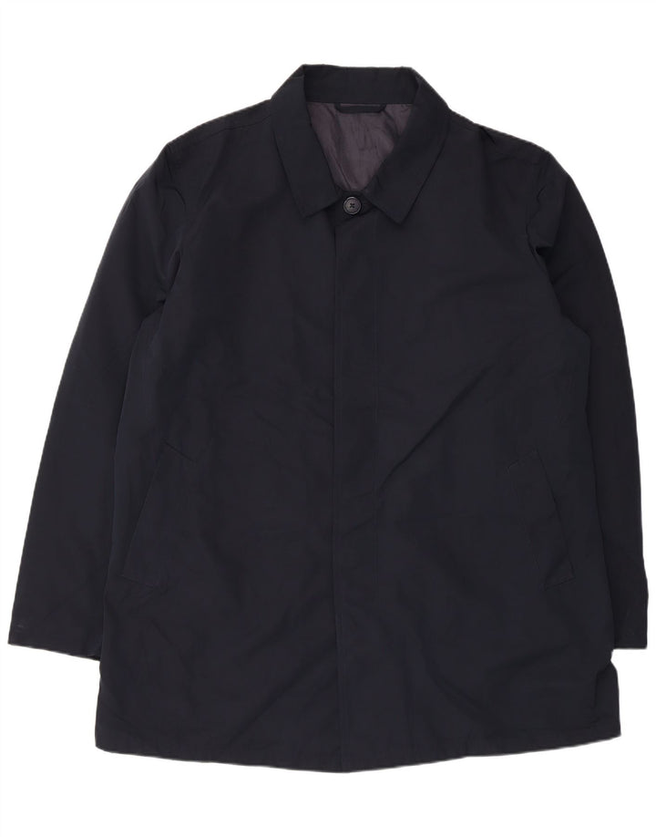 Marks & Spencer Mens Overcoat UK 44 2XL Navy Blue Polyester