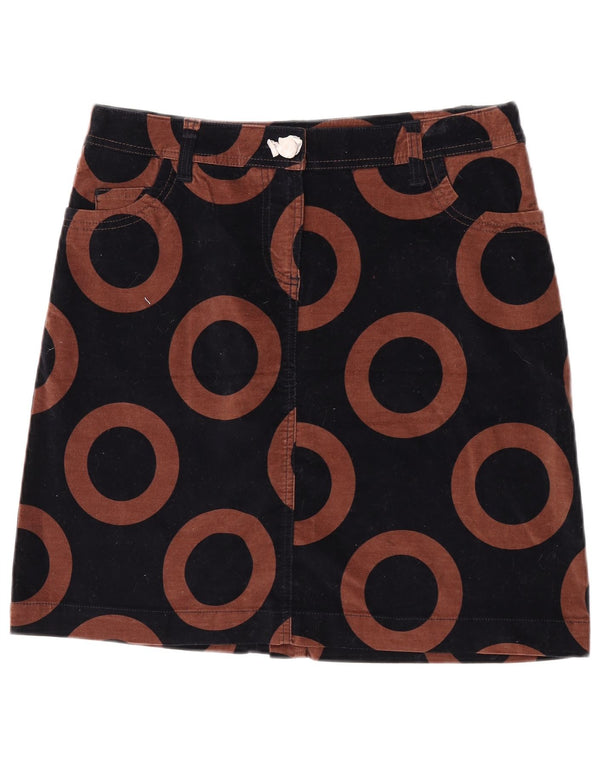 Boden Womens Velvet A-Line Skirt UK 14 Large W32 Black Geometric Cotton