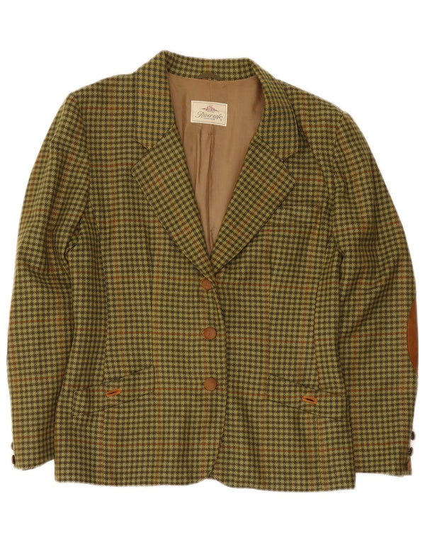 Vintage Mens 3 Button Blazer Jacket IT 44 Medium Green Houndstooth