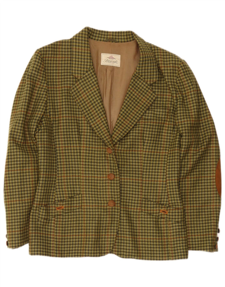 Vintage Mens 3 Button Blazer Jacket IT 44 Medium Green Houndstooth