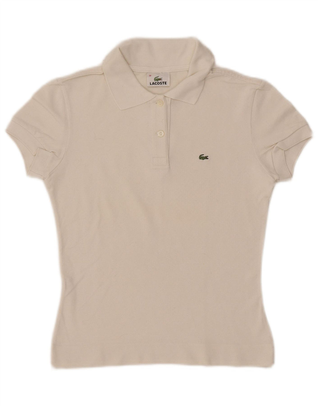 LACOSTE Womens Polo Shirt Size 38 Medium White Cotton