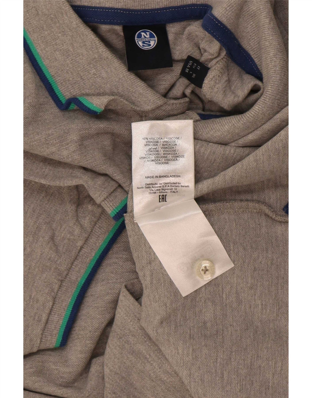 North Sails Mens Polo Shirt Medium Grey Striped Viscose