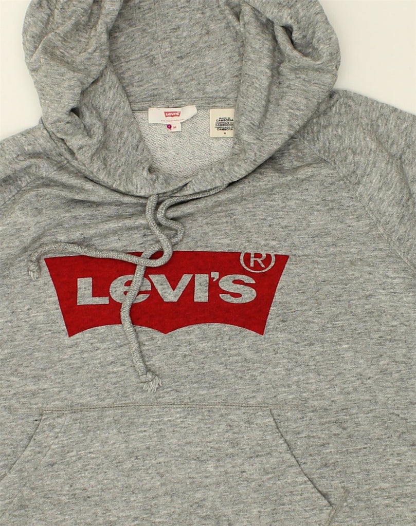 LEVI'S Womens Graphic Hoodie Jumper UK 12 Medium Grey Cotton | Vintage Levi's | Thrift | Second-Hand Levi's | Used Clothing | Messina Hembry 