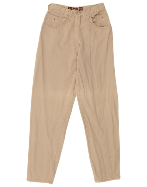 Lucky Star Womens Tapered Casual Trousers IT 38 XS W24 L30 Beige Cotton