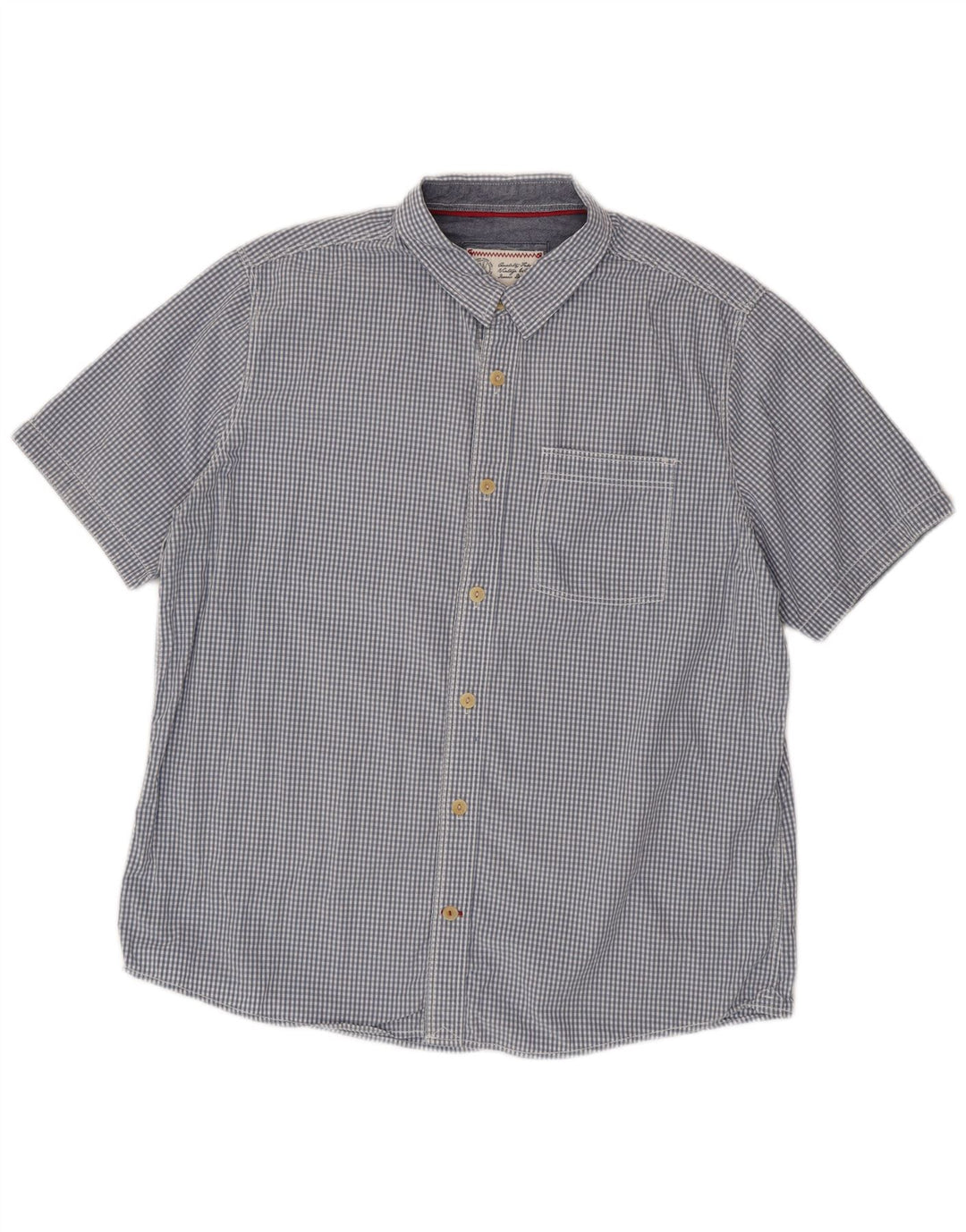 Fat Face Mens Short Sleeve Shirt XL Blue Gingham Cotton