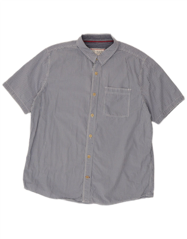 Fat Face Mens Short Sleeve Shirt XL Blue Gingham Cotton