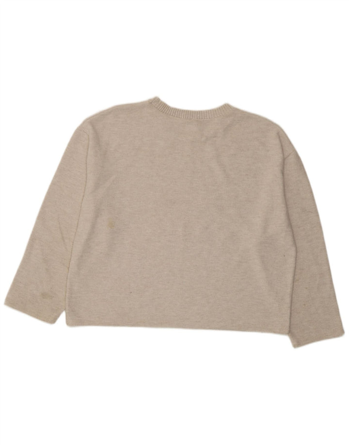 Zara Womens Oversized Top Long Sleeve UK 16 Large Off White