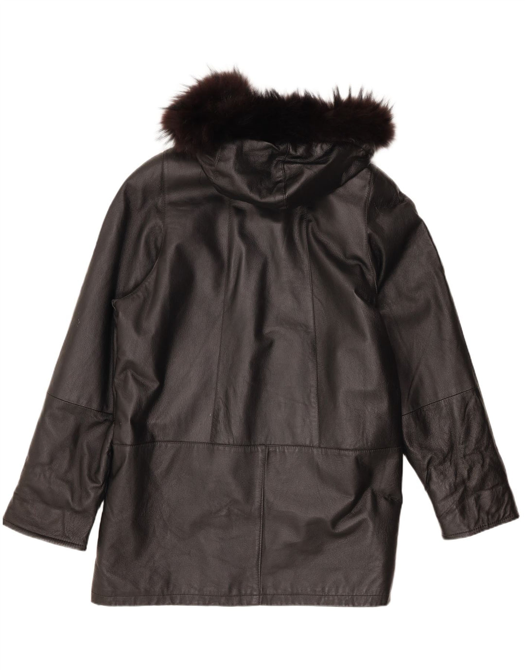 Privilegi Womens Hooded Oversized Leather Coat IT 50 XL Black Leather