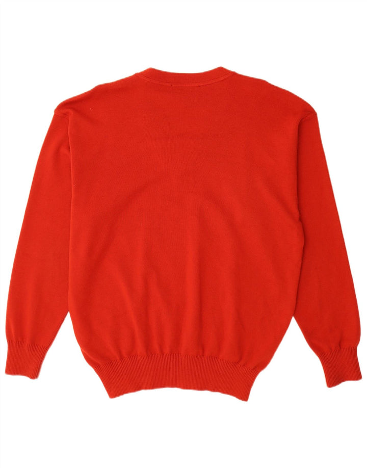 Amerigo Vespucci Mens V-Neck Jumper Sweater XL Red Wool