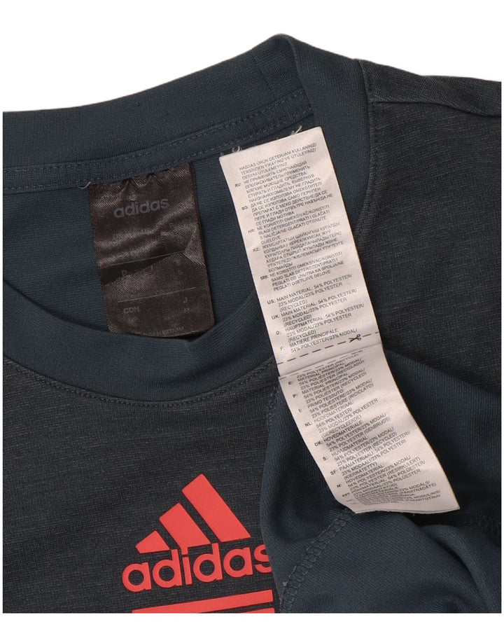 Adidas Mens Graphic T-Shirt Top Small Navy Blue Polyester