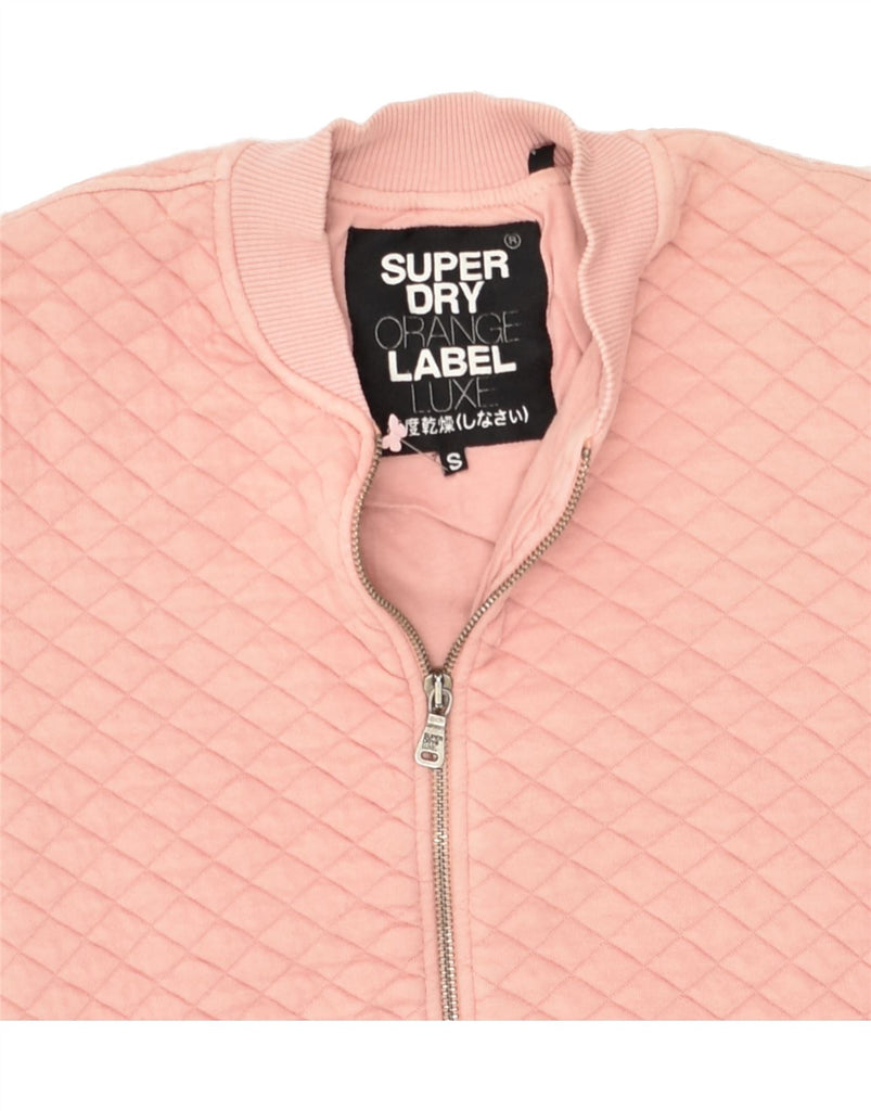 SUPERDRY Womens Quilted Tracksuit Top Jacket UK 10 Small Pink Cotton | Vintage Superdry | Thrift | Second-Hand Superdry | Used Clothing | Messina Hembry 