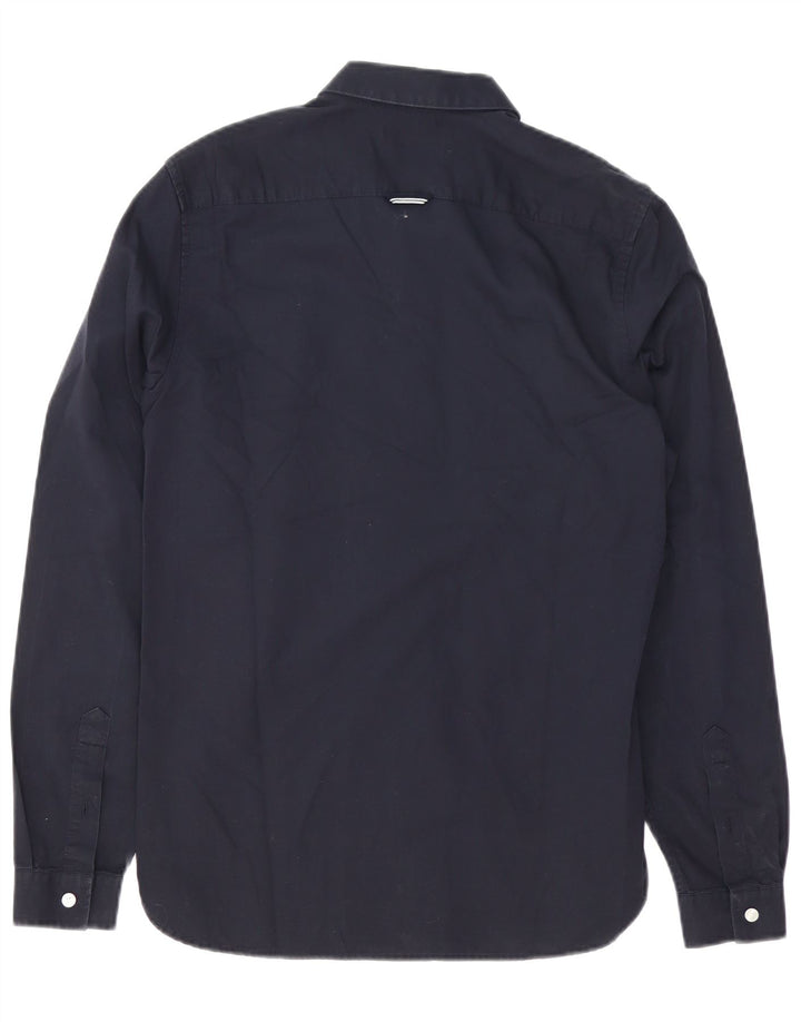 Fred Perry Mens Shirt Small Navy Blue Cotton