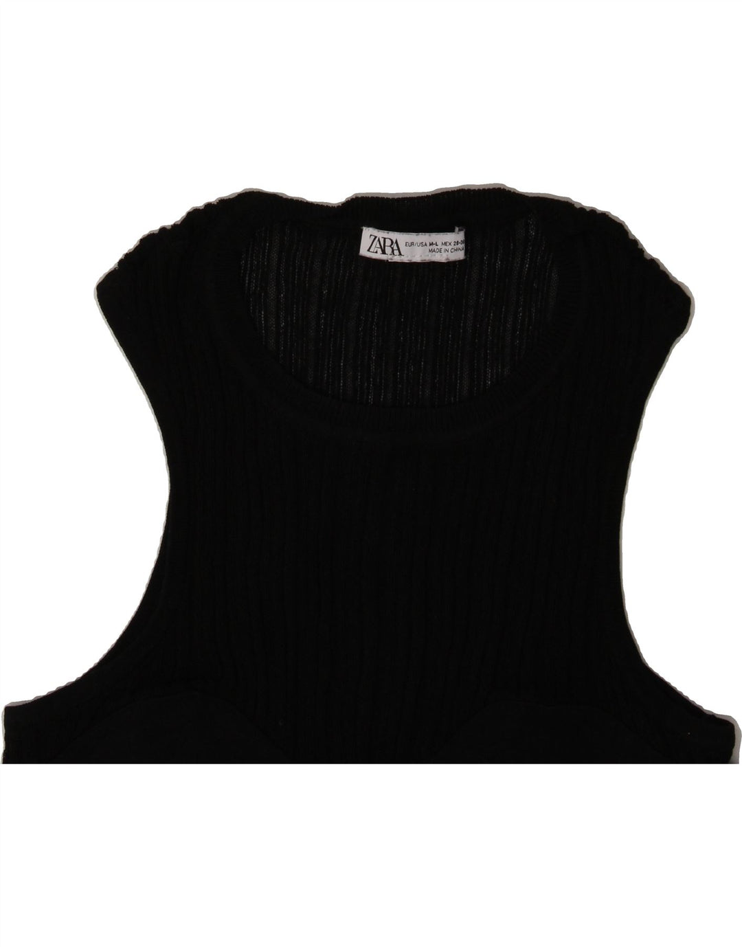 ZARA Womens Knit Crop Top UK 12 Medium Black Vintage Zara and Second-Hand Zara from Messina Hembry 
