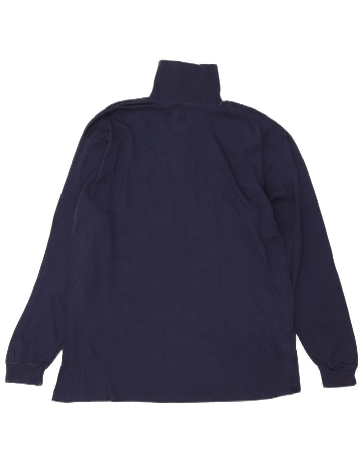 CONTE OF FLORENCE Mens Zip Neck Top Long Sleeve IT 52 Large Navy Blue